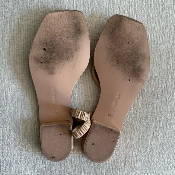 Cult Gaia Natural Nude Leather Sandal Strappy Simple Size 36.5